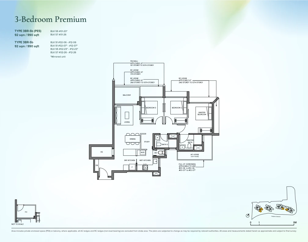 3-Bedroom Premium floor plan